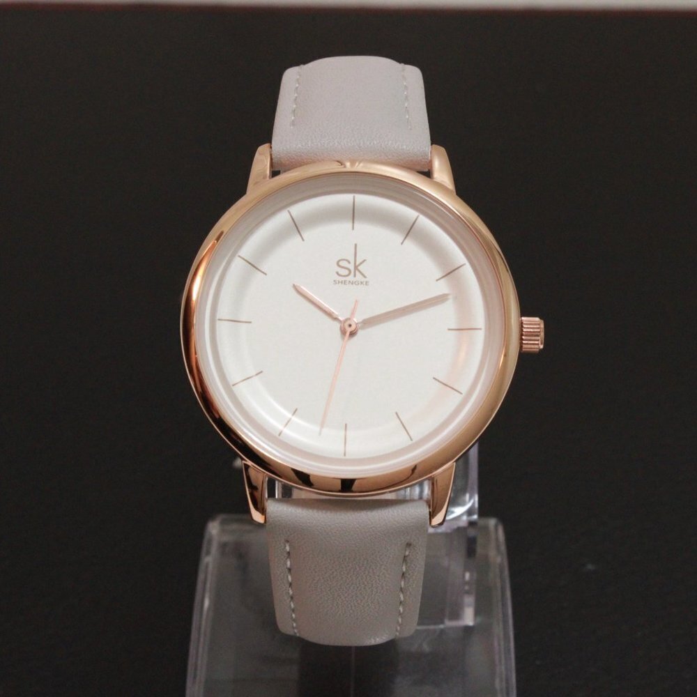 Ladies Dress Quartz Watch White Dial Grey Strap 38mm - Picture 13 of 14